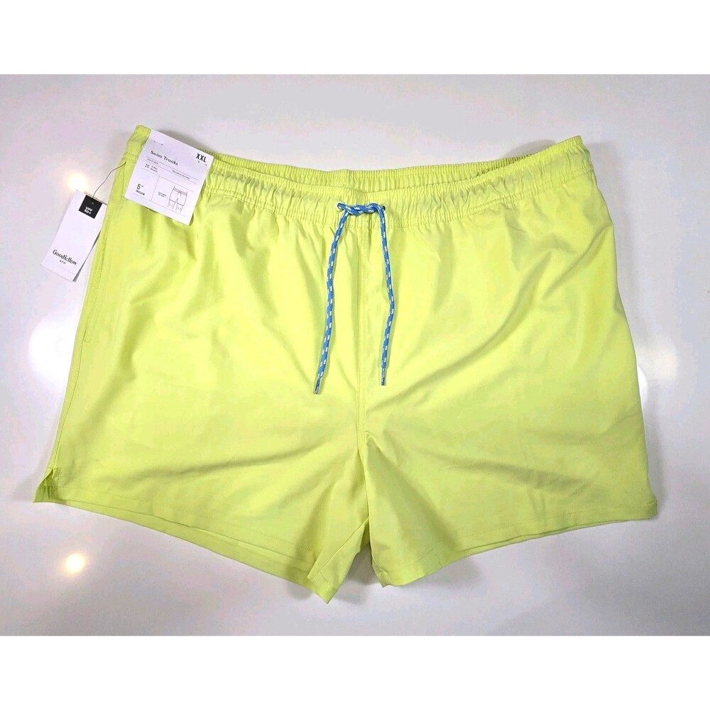 Goodfellow Neon Yellow Swim Trunks Men’s XXL 5” Inseam Beach Resort Shorts NWT